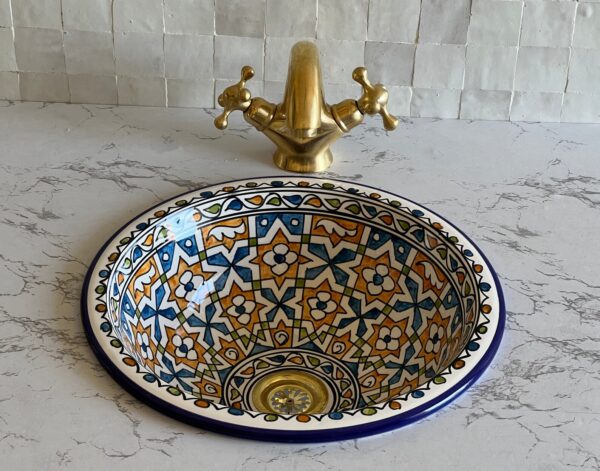 Lavabo design fait main – Évier marocain rond en céramique pour un style unique – Image 3