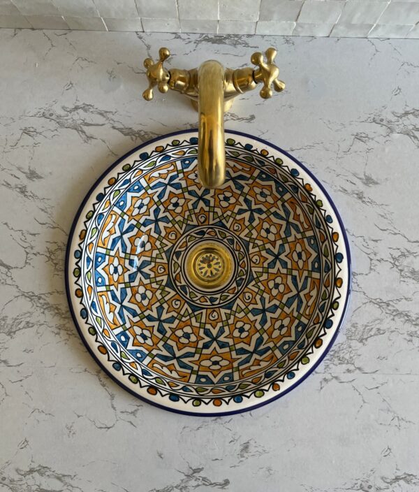 Lavabo design fait main – Évier marocain rond en céramique pour un style unique – Image 4