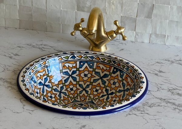 Lavabo design fait main – Évier marocain rond en céramique pour un style unique – Image 2