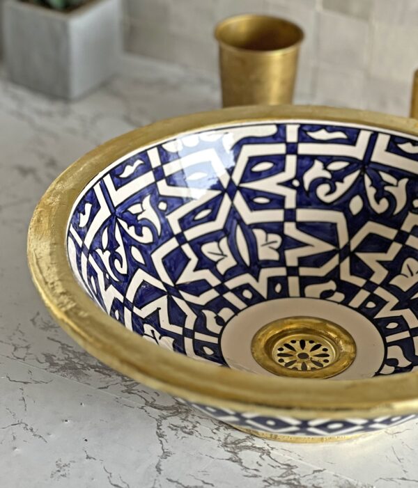 Lavabo design fait main – Évier marocain rond en céramique pour un style unique – Image 2