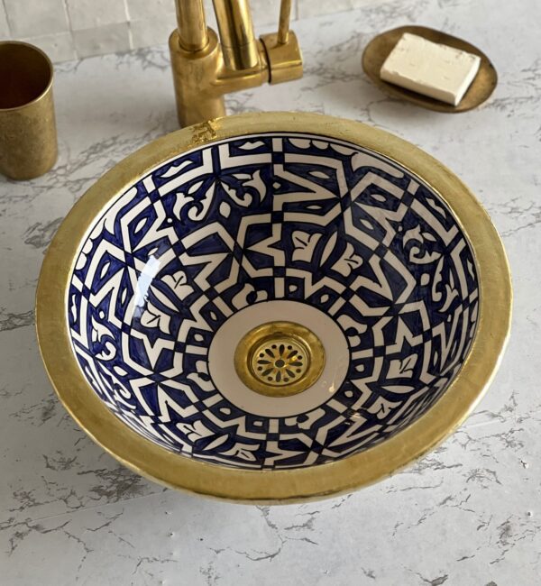 Lavabo design fait main – Évier marocain rond en céramique pour un style unique – Image 4