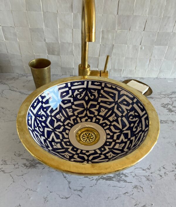 Lavabo design fait main – Évier marocain rond en céramique pour un style unique – Image 3