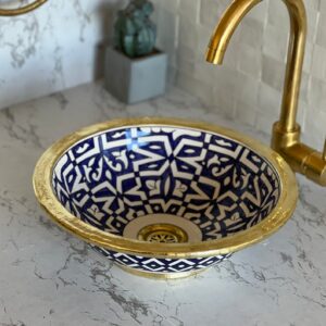 Lavabo design fait main – Évier marocain rond en céramique pour un style unique