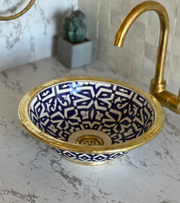 Lavabo design fait main – Évier marocain rond en céramique pour un style unique