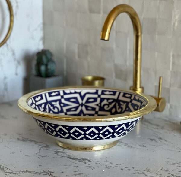 Lavabo design fait main – Évier marocain rond en céramique pour un style unique – Image 6